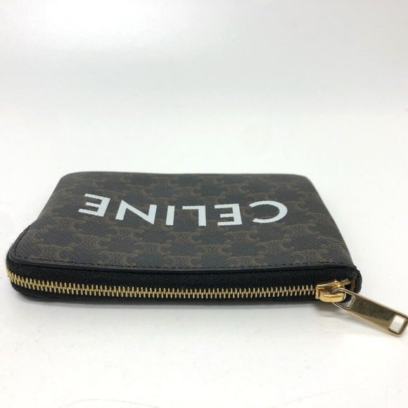 CELINE Triomphe coin purse PVC/Leather Brown/GoldHardware - Picture 9 of 14